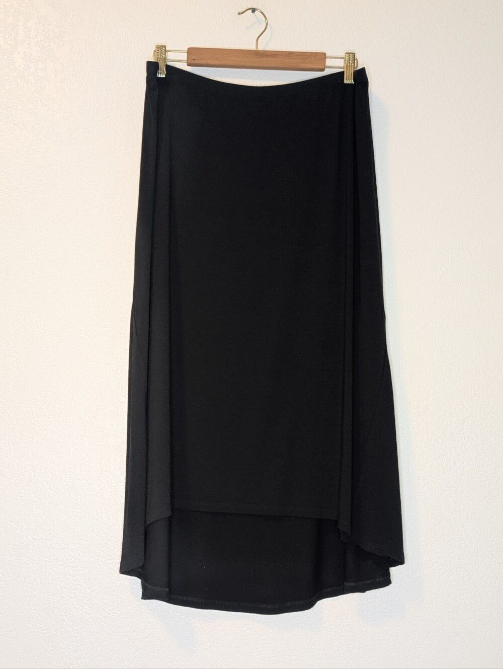 Eileen Fisher Jersey High-Low Waterfall Skirt - Black
